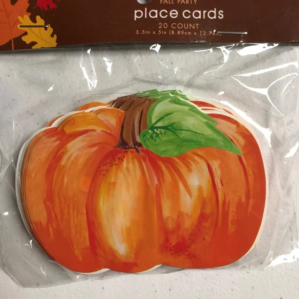 Lot of 2 Thanksgiving Fall Party Orange Pumpkin Place Cards 20ct ea 3.5